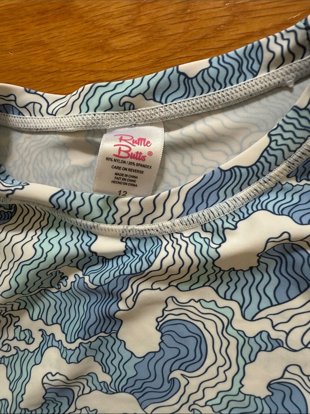 Ruffle Butts Blue/White Waves Rash Guard w/ UV Protection 🌊 | Size 12 - Picture 2 of 4